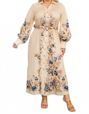 NEW FASHION SPACE flower detail maxi dress - plus size in beige